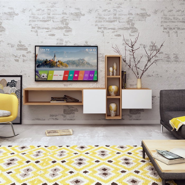 Hanah Home Mueble de TV Kumkuat Roble y Blanco Hanah Home Mueble de TV Kumkuat Roble y Blanco